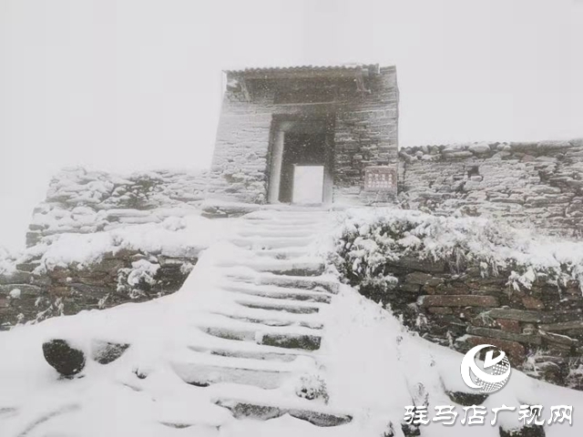 駐馬店2020年第一場(chǎng)雪“到貨” 老樂山銀裝素裹猶如仙境