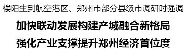 樓陽生到航空港區(qū)、鄭州市部分縣級市調(diào)研