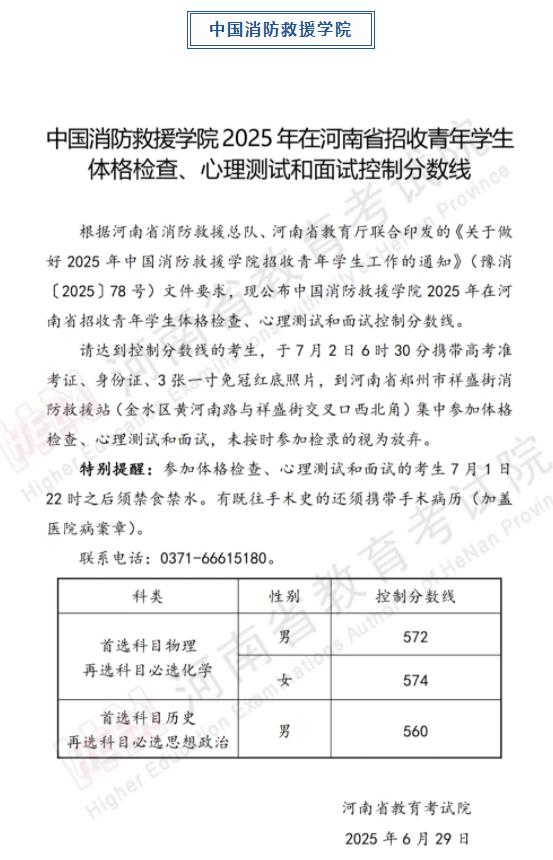 軍隊(duì)、公安、司法、消防類(lèi)院校2025年在河南省招生面試、體檢控制線分?jǐn)?shù)線公布