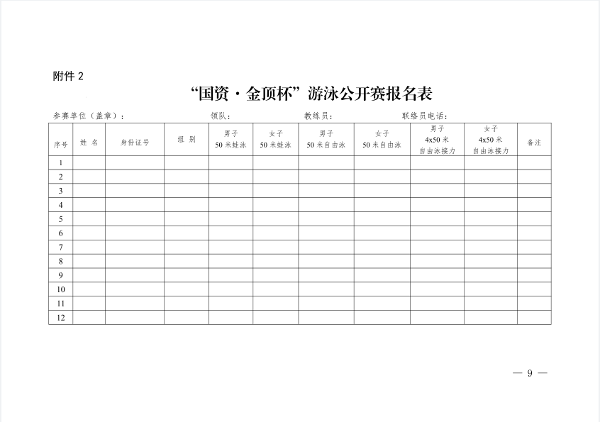  關(guān)于舉辦駐馬店市“國資·金頂杯”游泳公開賽的通知